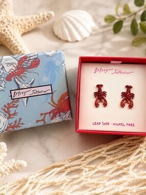 *New* Betsey Johnson Red Lobster Stud Earrings
